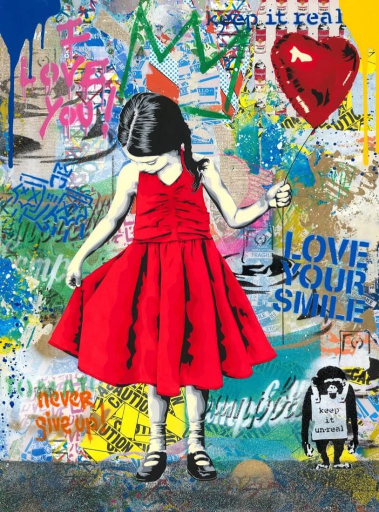 Mr. Brainwash Beautiful Girl unique mixed media artwork.