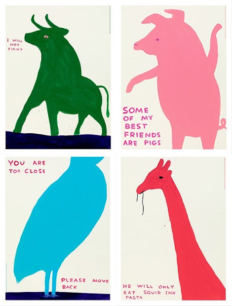 David Shrigley Animal series (set of 4) , Offset Lithographie Poster