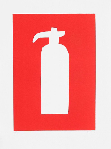 David Shrigley Fire Extinguisher, Linolschnitt, signiert, nummeriert, Auflage 100 Stück