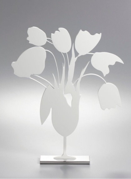 Donald Sultan White tulips and vase April 4, Skulptur, graviert, Auflage 25 Stück