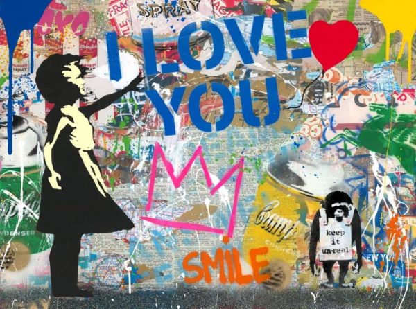 Balloon Girl Small, Mixed Media, signiert, Unikat