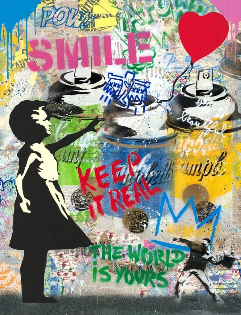 Mr. Brainwash Beautiful Girl unique mixed media artwork.