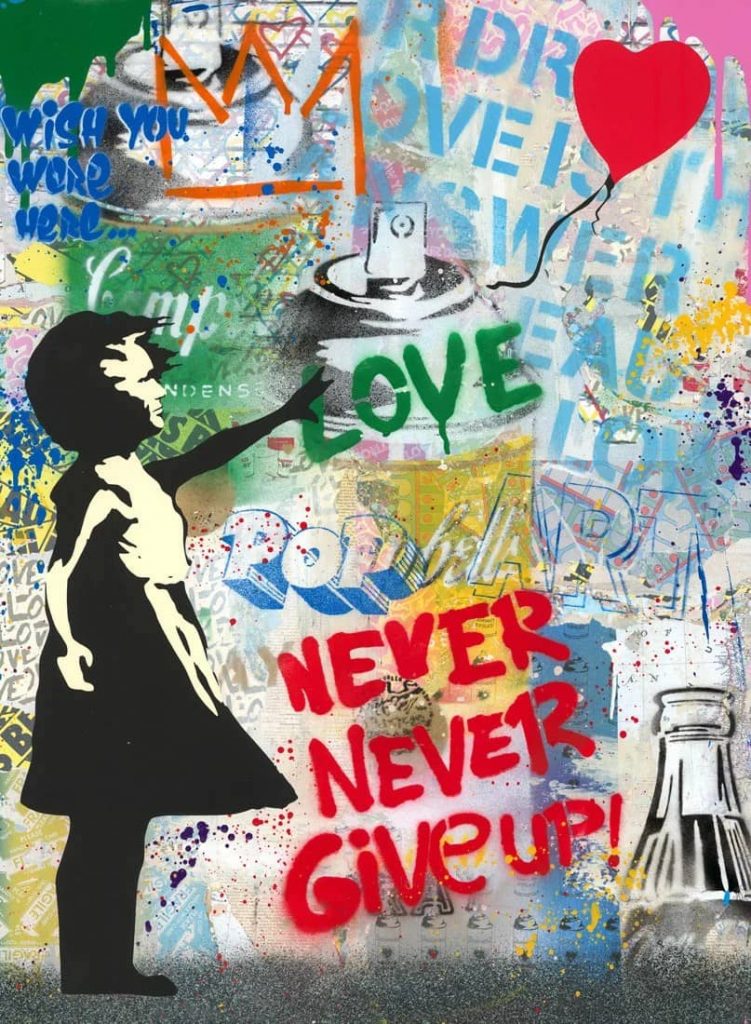 Mr. Brainwash Beautiful Girl unique mixed media artwork.