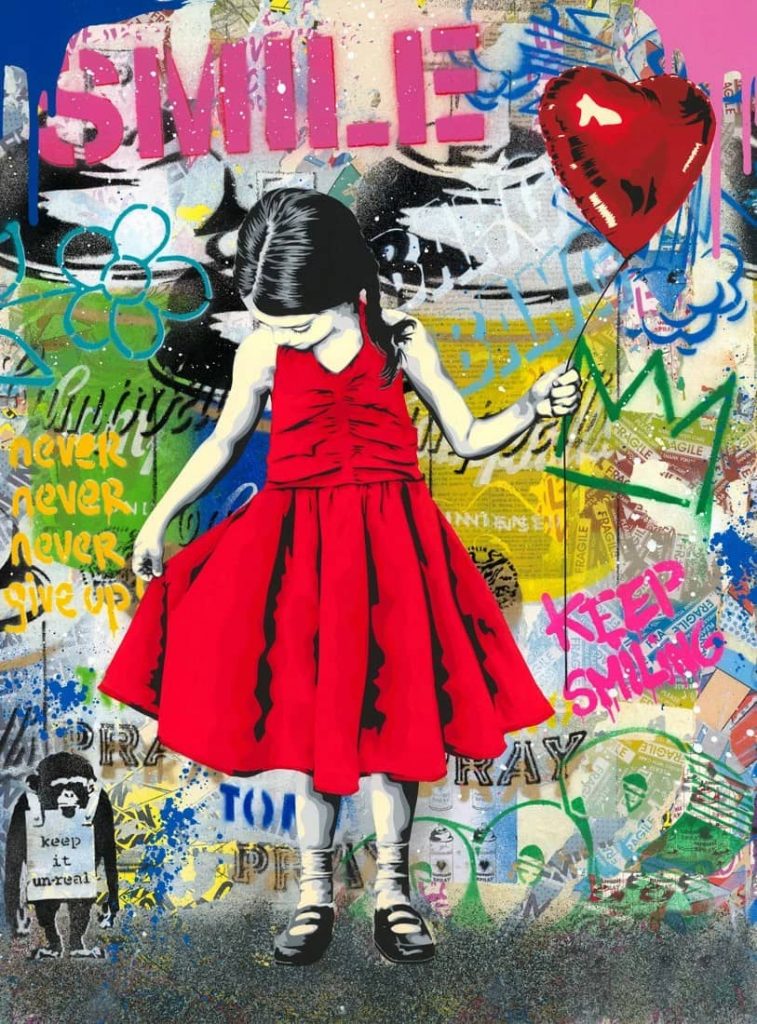 Mr. Brainwash Beautiful Girl unique mixed media artwork.