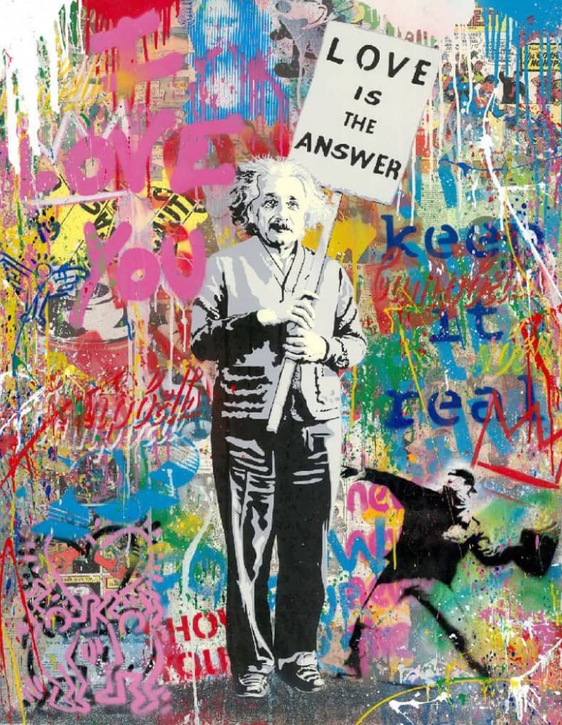 Mr. Brainwash Einstein Cement, Mixed Media, signiert, Unikat