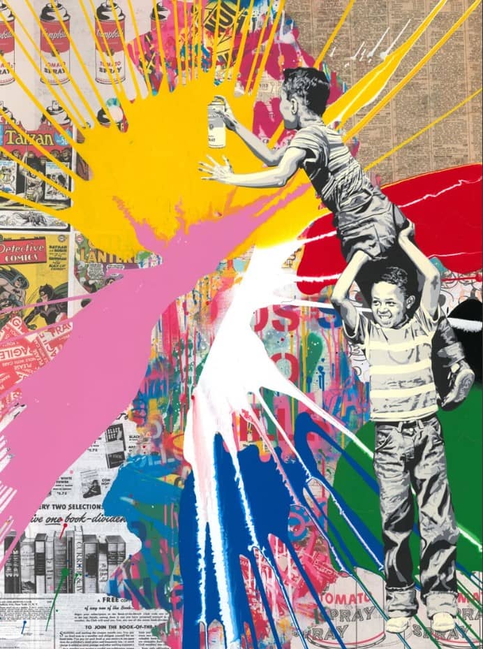 Mr. Brainwash Never, Never Give Up, Mixed Media, signiert, Unikat