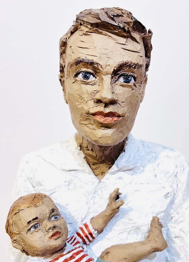 Stephan Balkenhol Mann mit Kind Skulptur